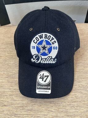 '47 Dallas Cowboys Clean Up Cap - Navy, Royal, White Wool Blend Strapback NWT